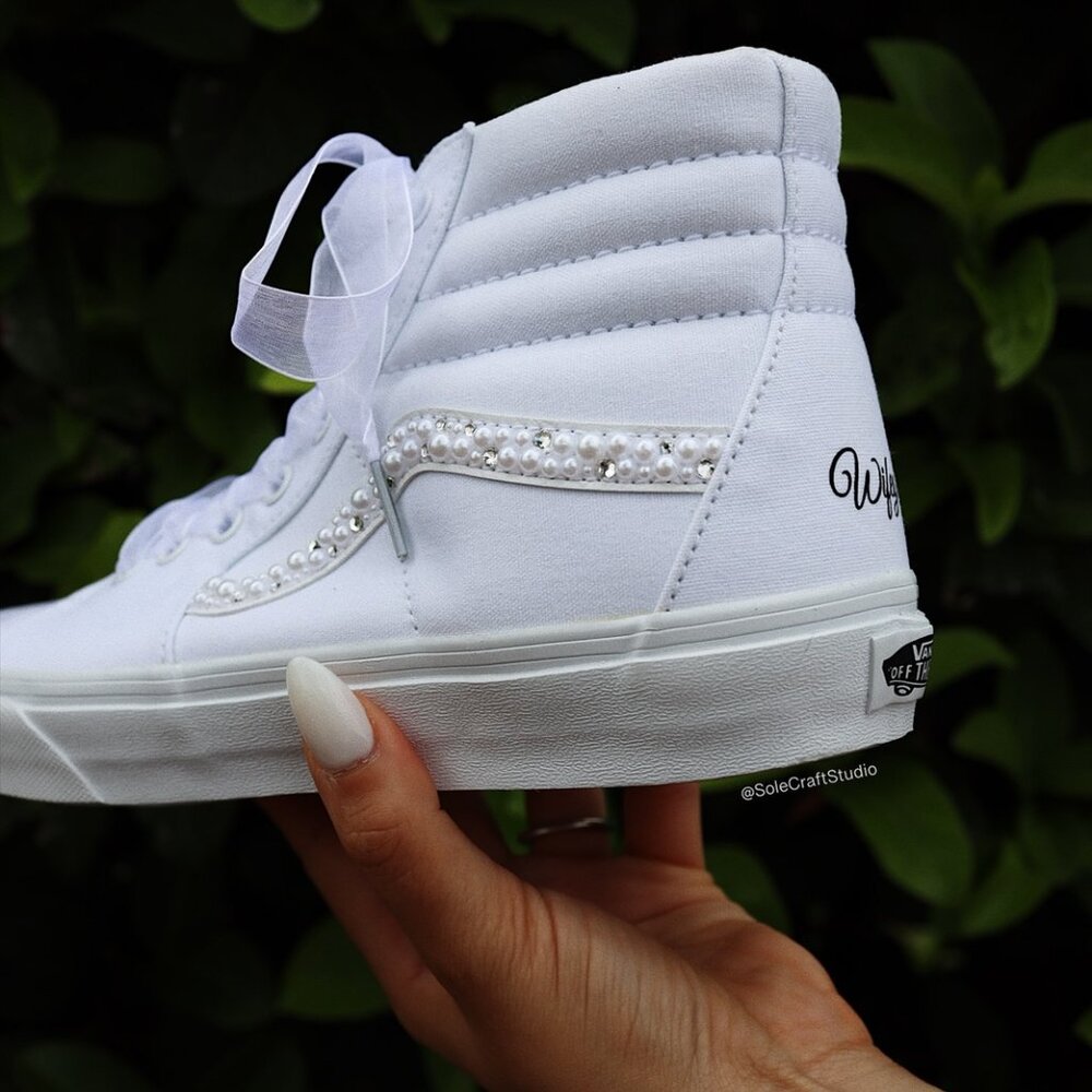 Wedding Sneakers for the Bride - Personalized Bridal Shoes - Vans Sk8-Hi Canvas - Picture 12 of 13